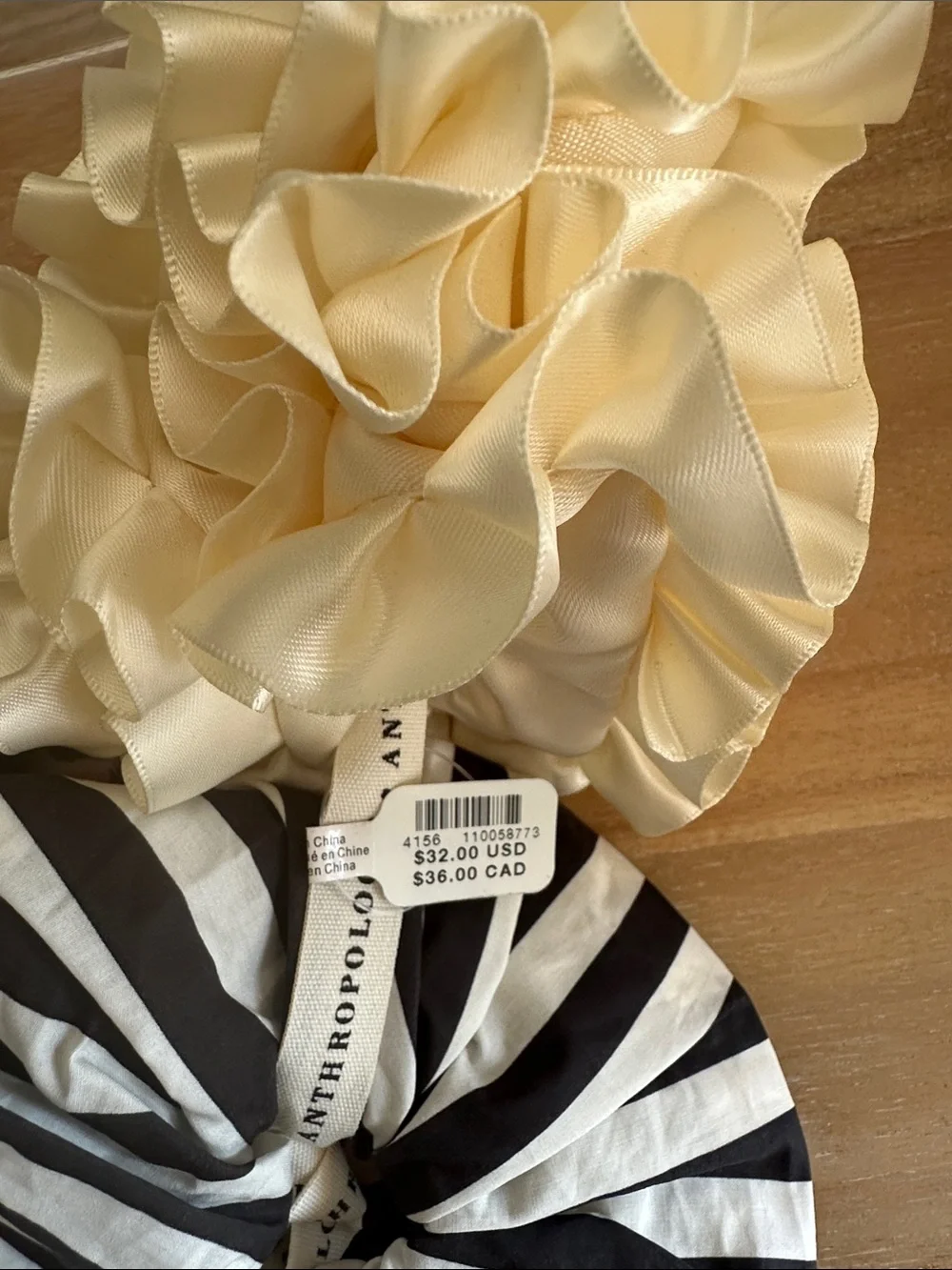 Anthropologie Cream, Leopard and Black-White Stripe Hair Scrunchie Set - 3 Total